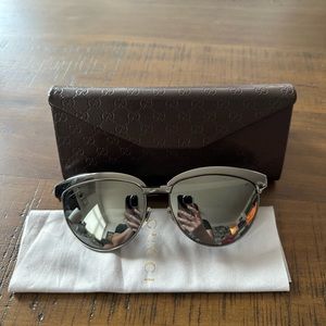 Gucci silver aviator with collapsible case